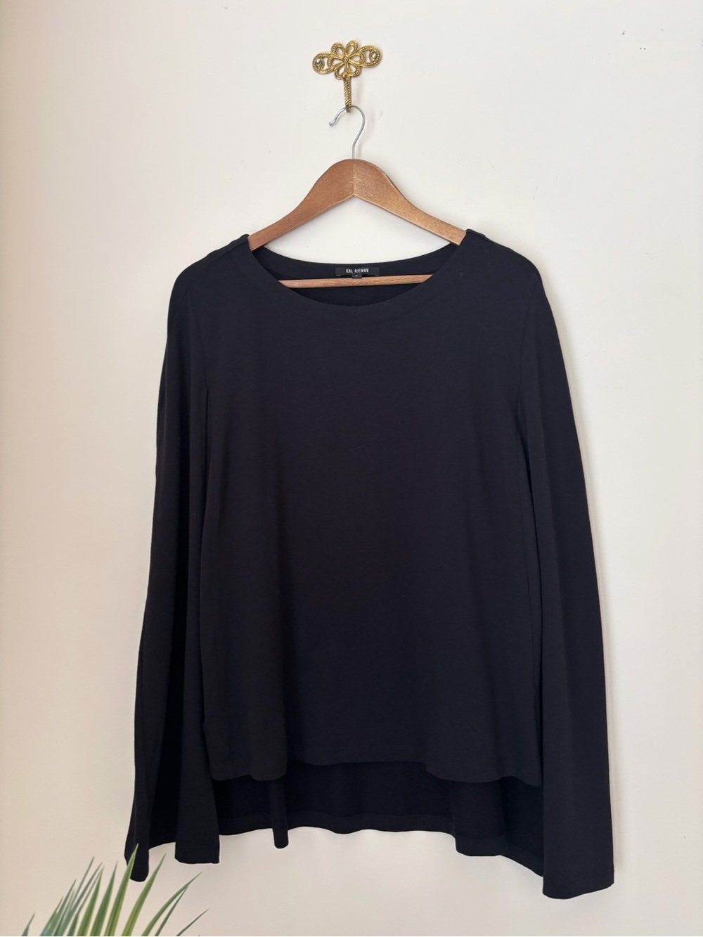 Kal Rieman Black French Terry Cape Sweatshirt Large Minimalist Chic